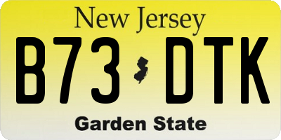 NJ license plate B73DTK