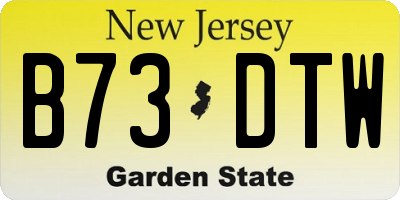 NJ license plate B73DTW