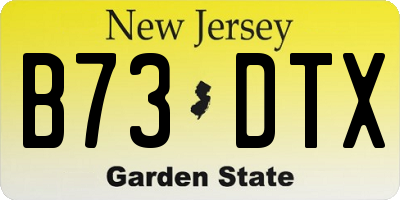 NJ license plate B73DTX