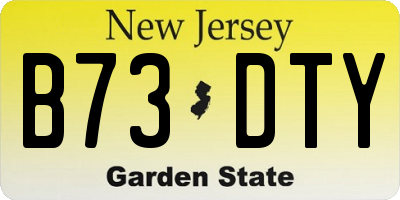 NJ license plate B73DTY