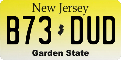 NJ license plate B73DUD