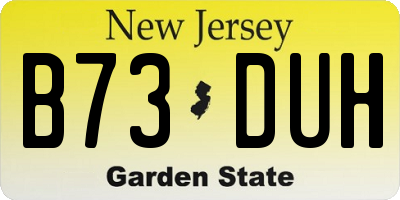 NJ license plate B73DUH