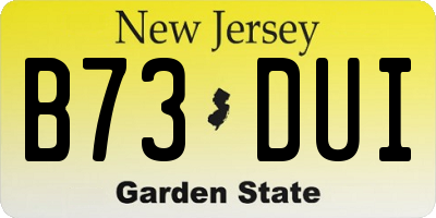 NJ license plate B73DUI