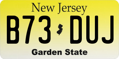 NJ license plate B73DUJ