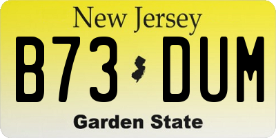 NJ license plate B73DUM