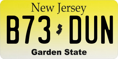 NJ license plate B73DUN