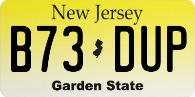 NJ license plate B73DUP