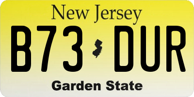 NJ license plate B73DUR