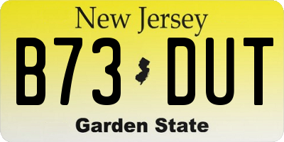 NJ license plate B73DUT