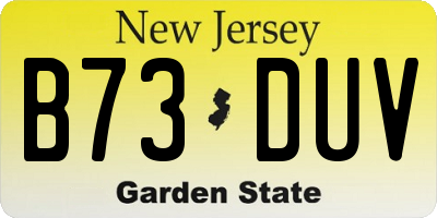 NJ license plate B73DUV