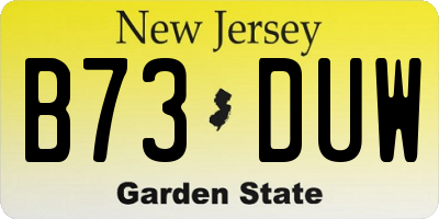 NJ license plate B73DUW