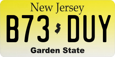NJ license plate B73DUY
