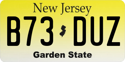 NJ license plate B73DUZ