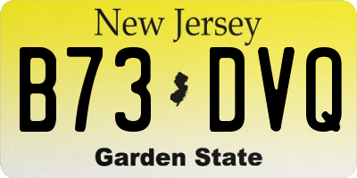 NJ license plate B73DVQ