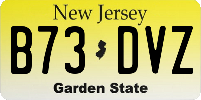 NJ license plate B73DVZ