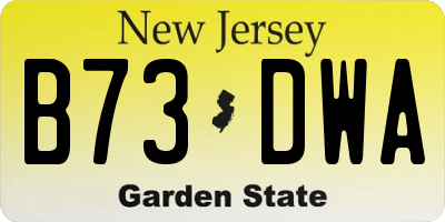 NJ license plate B73DWA