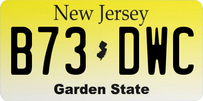 NJ license plate B73DWC