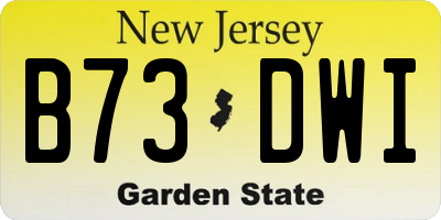 NJ license plate B73DWI