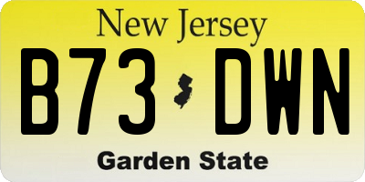 NJ license plate B73DWN