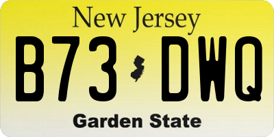 NJ license plate B73DWQ