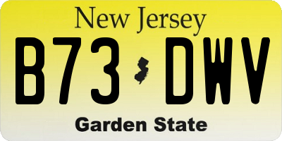 NJ license plate B73DWV