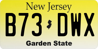 NJ license plate B73DWX