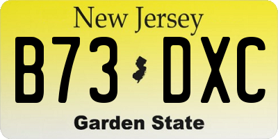 NJ license plate B73DXC