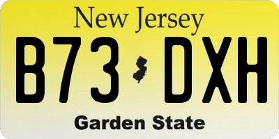 NJ license plate B73DXH