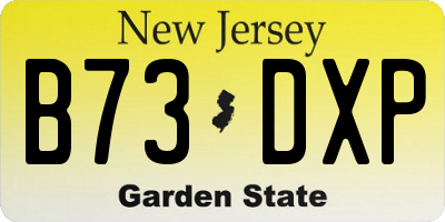 NJ license plate B73DXP