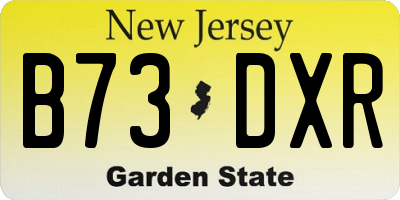 NJ license plate B73DXR