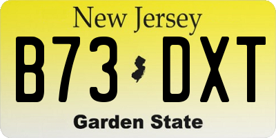 NJ license plate B73DXT