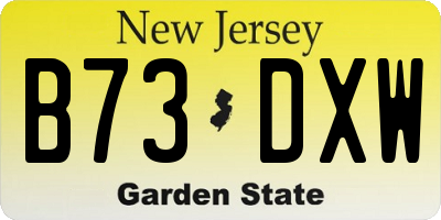NJ license plate B73DXW