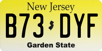 NJ license plate B73DYF