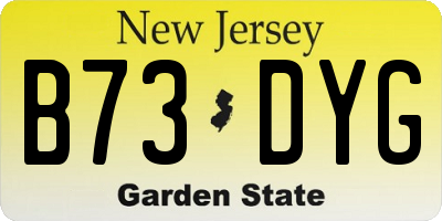 NJ license plate B73DYG