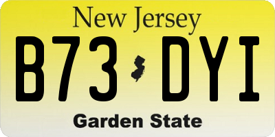 NJ license plate B73DYI