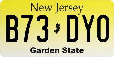 NJ license plate B73DYO