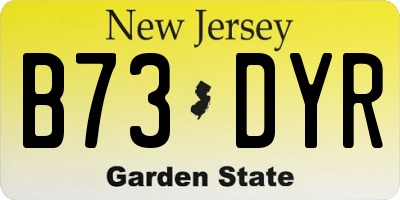 NJ license plate B73DYR