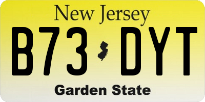 NJ license plate B73DYT