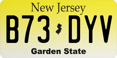 NJ license plate B73DYV
