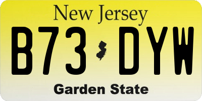 NJ license plate B73DYW