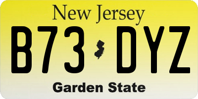 NJ license plate B73DYZ