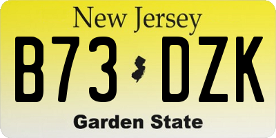 NJ license plate B73DZK