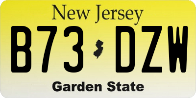 NJ license plate B73DZW