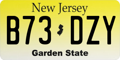 NJ license plate B73DZY