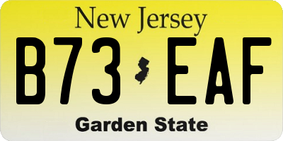 NJ license plate B73EAF