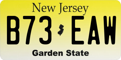NJ license plate B73EAW