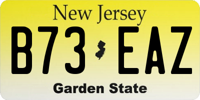NJ license plate B73EAZ