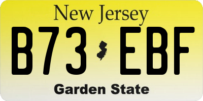 NJ license plate B73EBF