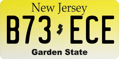 NJ license plate B73ECE