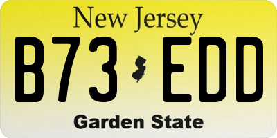 NJ license plate B73EDD